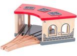 Spielzeugeisenbahn-Gebäude HAPE "Großer Lokschuppen", bunt, Spielzeugeisenbahn-Erweiterungen, KinderB:30,5cm H:18cm T:14cm, Holz, Kunststoff, Spielzeugeisenbahn-Gebäude, B:30,5cm H:18cm T:14cm