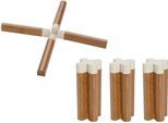 Topfuntersetzer WENKO "Modell Miley", orange (dunkelbraun, creme), B:25,5cm H:1,7cm T:25,5cm, Massivholz, Silikon, Untersetzer, Topfuntersetzer, aus Bambus mit hitzebeständigen Silikonverbindungen, einklappbar