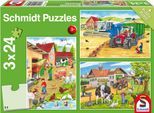 Puzzle SCHMIDT SPIELE "Auf dem Bauernhof", bunt, Puzzles, Kinder, Pappe, Motiv, Puzzle, 3x24 Teile