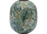 Tischvase CREATIV HOME "Vase", grün, H:32cm Ø:27cm, Vasen, Tischvase, mit floralem Dekor