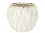 Dekovase I.GE.A. "Keramik-Topf", beige (creme), B:12cm H:10cm, Keramik, Vasen, Dekovase, Blumentopf geriffelt Zylinderform Übertopf Keramikvase Deko Dekovase