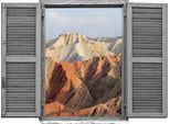 Wandtattoo QUEENCE "Berge", beige (natur), B:80cm H:60cm T:0,1cm, Wandtattoos, Wandtattoo, Wandsticker, Wandbild, selbstklebend, 3D, Fenster