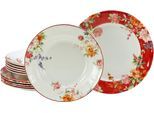 Tafelservice CREATABLE "Crimson Bunt, Service 12-tlg.", bunt, 12, Steingut, Geschirr-Sets, Tafelservice, Teller Set, Blütendekor, Designklassiker