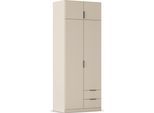 Kleiderschrank RAUCH "Drehtürenschrank Schrank Garderobe Ankleide Schlafzimmer LAGOA", beige (champagner), B:91cm H:235cm T:54cm, Holzwerkstoff, Schränke, Kleiderschrank, mit geräumigen Schubladen, optional mit Aufsatz MADE IN GERMANY