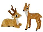 Dekofigur I.GE.A. "Tierfigur mini Reh 2er Set", braun, B:7cm H:7cm, Polyester, Dekofiguren, Dekofigur, Kunstfell Tierfigur Statue Ornamente Pelz Plüschtier Pelztier Waldtier