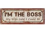 Metallbild AMBIENTE HAUS "Metallbild - Boss 13x36cm", gold (farbe bild(er): antik), B:36cm H:13cm T:1cm, Eisen, Bilder, Metallbild
