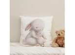 Dekokissen QUEENCE "Großer Hase & kleiner Hase", grau (grau, bedruckt gemustert), B:40cm H:1cm L:40cm, Polyester, Dekokissen_Sitzkissen_Kissenhüllen, Dekokissen, Kissenhülle mit HD Premium Druck, geruchsneutral, 40x40cm