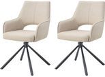 Drehstuhl HOME AFFAIRE "BELLEVILLE, 2er Set, mit Metallgestell in matt schwarz", beige (schwarz matt, pulverbeschichtet, creme), B:57cm H:91cm T:64cm, Metall, Polyester, Stühle, Drehstuhl, in verschiedenen Farben, Belsatbarkeit pro Stuhl 120 kg, 360 drehbar