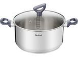 Kochtopf TEFAL "Daily Cook", silber (edelstahlfarben), B:25,6cm H:13,3cm L:38,4cm Ø:24cm, Töpfe, Kochtopf, Edelstahl-Topf mit stehendem Deckel,Ausgießer,alle Herdarten,Induktion