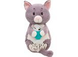 Kuscheltier NICI "Homies GREEN, Katze grau & Fisch 40x20 cm", grau, Plüschfiguren, KinderB:20cm H:40cm L:20cm, Kuscheltier, B:20cm H:40cm L:20cm