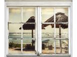 Wandsticker QUEENCE "Strand", beige (natur), B:40cm H:60cm T:0,1cm, Wandtattoos, Wandsticker, Wandsticker, Wandbild, selbstklebend, 3D, Fenster