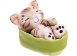 Kuscheltier NICI "Sleeping Pets, Katze Bengal, 12 cm", bunt, Plüschfiguren, KinderB:9cm H:12cm L:9cm, Kuscheltier, im Körbchen, B:9cm H:12cm L:9cm