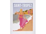 Bild KOMAR "Vintage Travel Saint-Tropez", bunt (farbe bild(er): bunt), B:30cm H:40cm, Holz, Papier, Bilder, Bild, Wandbild zur Dekoration - ohne Rahmen