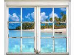 Wandsticker QUEENCE "Insel", blau, B:40cm H:60cm T:0,1cm, Wandtattoos, Wandsticker, Wandsticker, Wandbild, selbstklebend, 3D, Fenster