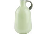 Dekovase AM DESIGN "Grüne Glasvase mit grauem Griff", grün, B:9cm H:16,5cm, Glas, Vasen, Dekovase, für einen modernen Look