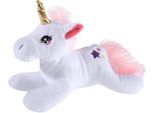 Kuscheltier HEUNEC "Einhorn liegend 30 cm", rosa (weiß, rosa), Plüschfiguren, KinderL:30cm, Polyester, Kuscheltier, L:30cm