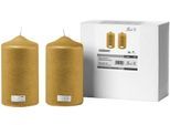 Stumpenkerze FINK "CANDLE", gold (goldfarben), H:15cm Ø:8cm, Kerzen, Stumpenkerze