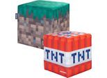 Polsterhocker PHOENIX, tnt würfel und grasblock, B:35cm H:35cm T:35cm, Hocker, Polsterhocker