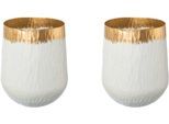 Tischvase CREATIV DECO "AGNES", weiß, H:15cm Ø:12cm, Metall, Vasen, Tischvase, mit schickem Gold Detail