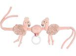 Kinderwagenkette FEHN "Lazy, Crazy & Pink, Kinderwagenkette Flamingo", rosa (rose), Greifspielzeug, BabyB:17cm H:2,3cm L:43cm, Plüsch, Softvelour, Kinderwagenkette, B:17cm H:2,3cm L:43cm