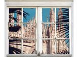Wandsticker QUEENCE "Kathedrale", beige (natur), B:40cm H:60cm T:0,1cm, Wandtattoos, Wandsticker, Wandsticker, Wandbild, selbstklebend, 3D, Fenster