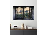 Wandsticker QUEENCE "Urwald", grün, B:60cm H:40cm, Vinyl, Wandtattoos, Wandsticker, Wandsticker, Wandbild, selbstklebend, 3D, Fenster