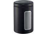 Vorratsdose WESCO "Classic Line", schwarz (mattschwarz), B:12,5cm H:18,9cm L:12,5cm, Stahlblech, Lebensmittelaufbewahrungsbehälter, Vorratsdose, Deckel mit Kunststoffring / Sichtfenster aus Acryl, 2 L