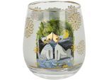 Windlicht GOEBEL "Windlicht R. Wachtmeister -Al chiaro di luna", transparent (bunt), B:8,5cm H:9,5cm T:8,5cm, Glas, Kerzenhalter, Windlicht