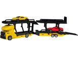 Spielzeug-Transporter HAPPY PEOPLE "ADAC Die Cast Transporter", gelb, Spielzeugfahrzeuge, KinderB:29cm H:7cm T:5cm, Metallspritzguss, Spielzeug-Transporter, inkluisve 2 Farhzeuge, B:29cm H:7cm T:5cm