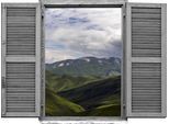 Wandtattoo QUEENCE "Landschaft", grün, B:80cm H:60cm T:0,1cm, Wandtattoos, Wandtattoo, Wandsticker, Wandbild, selbstklebend, 3D, Fenster