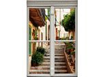Wandsticker QUEENCE "Treppe am Haus", bunt, B:40cm H:60cm T:0,1cm, Wandtattoos, Wandsticker, Wandsticker, Wandbild, selbstklebend, 3D, Fenster