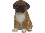 Dekofigur "Mops", braun, B:15cm H:21cm T:25cm, Polyresin (Kunststein), MYFLAIR MÖBEL & ACCESSOIRES, Dekofiguren, Dekofigur, Hund, braun, sitzend,, Wohnzimmer