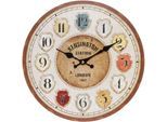 Wanduhr "Wanja", bunt (bunt, weiß), B:34cm H:4cm T:4cm, MYFLAIR MÖBEL & ACCESSOIRES, Wanduhren, Wanduhr, weiß, rund, Ø 34 cm, dekorativ in Küche & Wohnzimmer