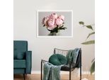 Bild QUEENCE "Gudrun", rosa (farbe rahmen: weiß, farbe bild(er): rosa), B:40cm H:30cm, Acrylglas, Holz, Papier, Bilder, Bild, gerahmt, Rosen