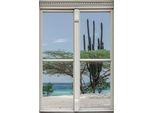 Wandsticker QUEENCE "Kaktus", beige (natur), B:40cm H:60cm T:0,1cm, Wandtattoos, Wandsticker, Wandsticker, Wandbild, selbstklebend, 3D, Fenster