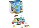 Konstruktions-Spielset PLAYMOBIL "Spiel-Ei: Strandurlaub (72101), My Life", bunt, Spielbausteine, Kinder, Kunststoff, Konstruktions-Spielset