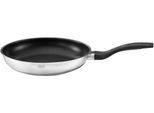 Bratpfanne RÖSLE "Basic Line", silber (silberfarben, schwarz), B:29,5cm H:10,7cm L:49cm Ø:28cm, Pfannen, Bratpfanne, mit Antihaftversiegelung ProPlex, Schüttrand, Induktion