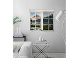 Wandsticker QUEENCE "Landschaft", grün, B:40cm H:60cm T:0,1cm, Wandtattoos, Wandsticker, Wandsticker, Wandbild, selbstklebend, Berge, See, Brücke
