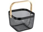 Aufbewahrungskorb WENKO "Bambusa", schwarz (schwarz, natur), Stahl, Aufbewahrungsboxen, Aufbewahrungskorb, BxTxH: 25x25x17 cm
