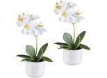 Kunstorchidee CREATIV GREEN "Orchidee Phalaenopsis", weiß, H:27cm, Kunststoff, Kunstpflanzen, Kunstorchidee, mit real-touch-Blüten