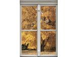Wandsticker QUEENCE "Baum", gelb, B:40cm H:60cm T:0,1cm, Wandtattoos, Wandsticker, Wandsticker, Wandbild, selbstklebend, 3D, Fenster