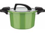 Dampfgartopf GSW "Ceramica green", grün, H:22cm Ø:24cm, Töpfe, Dampfgartopf, Dampfkochtopf, mehrfache Ceramic-Versielgung, Induktion