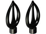 Gardinenstangen-Endstück LIEDECO "Flamme", schwarz, H:5,8cm L:9,4cm Ø:1,6cm, Gardinenstangenendstücke, Gardinenstangen-Endstück, für Gardinenstangen Ø 16 mm