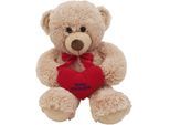 Kuscheltier HEUNEC "Bär, 70 cm", beige (beige, rot), Plüschfiguren, KinderH:70cm, Plüsch, Kuscheltier, mit individuell bestickbarem Herz, H:70cm