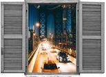 Wandtattoo QUEENCE "Autobahnbrücke", bunt, B:80cm H:60cm T:0,1cm, Wandtattoos, Wandtattoo, Wandsticker, Wandbild, selbstklebend, 3D, Fenster