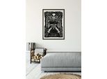 Wandbild KOMAR "Marvel Wolverine Lino-Cut", schwarz (farbe bild(er): schwarz, weiß), Disney, 1 Stk., Vlies, Bilder, Wandbild, 40 x 50 cm (Breite x Höhe) - Kinderzimmer, Dekoration