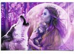 Poster REINDERS "Vollmond Wölfe", lila (farbe bild(er): lila), B:91,5cm H:61cm, Papier, Bilder, Poster