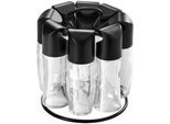 Gewürzkarussell METALTEX "Spice-8", schwarz (schwarz, transparent), B:15,2cm H:17,2cm, Gewürzstreuer, Gewürzkarussell, inkl. 16 austauschbaren Streueinsätzen + 12 selbstklebenden Etiketten
