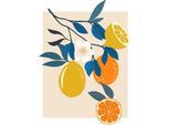 Bild KOMAR "Illustration Finest Fruits", bunt (farbe bild(er): bunt), B:40cm H:50cm, Holz, Papier, Bilder, Bild, Wandbild zur Dekoration - ohne Rahmen