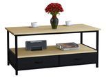 Couchtisch VCM "Metall Holz Schublade Sofatisch Couchtisch Flonila", braun (honig, eiche), B:100cm T:50cm, Tische, Couchtisch